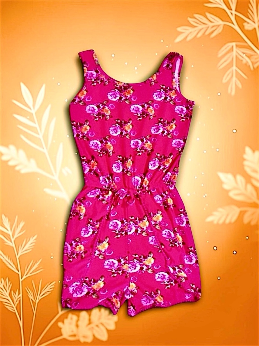 Bobbie Brooks Girls Floral Scalloped Romper Coral Pink S (6/6X) EUC